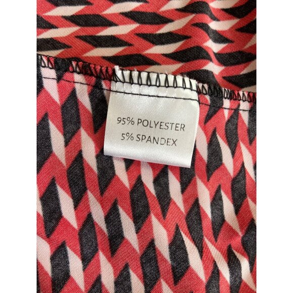 LBisse Red Geometric Wrap Dress Women’s  Stretch Knit Midi NWT Office Chic - Picture 5 of 10